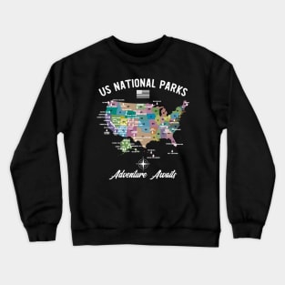 Us National Parks Map Crewneck Sweatshirt